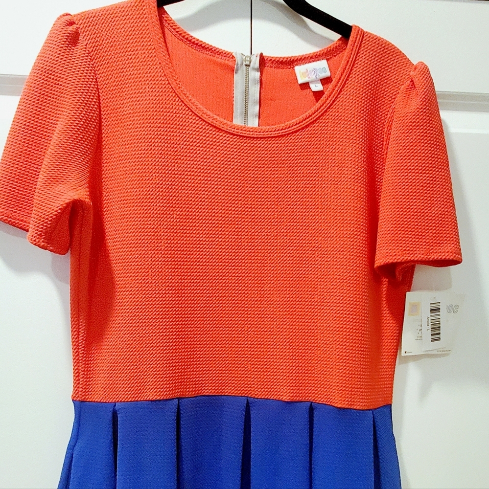 LuLaRoe Orange and Blue Dress
